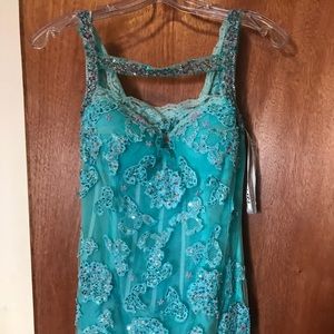 Baby Blue Beaded Prom Dress